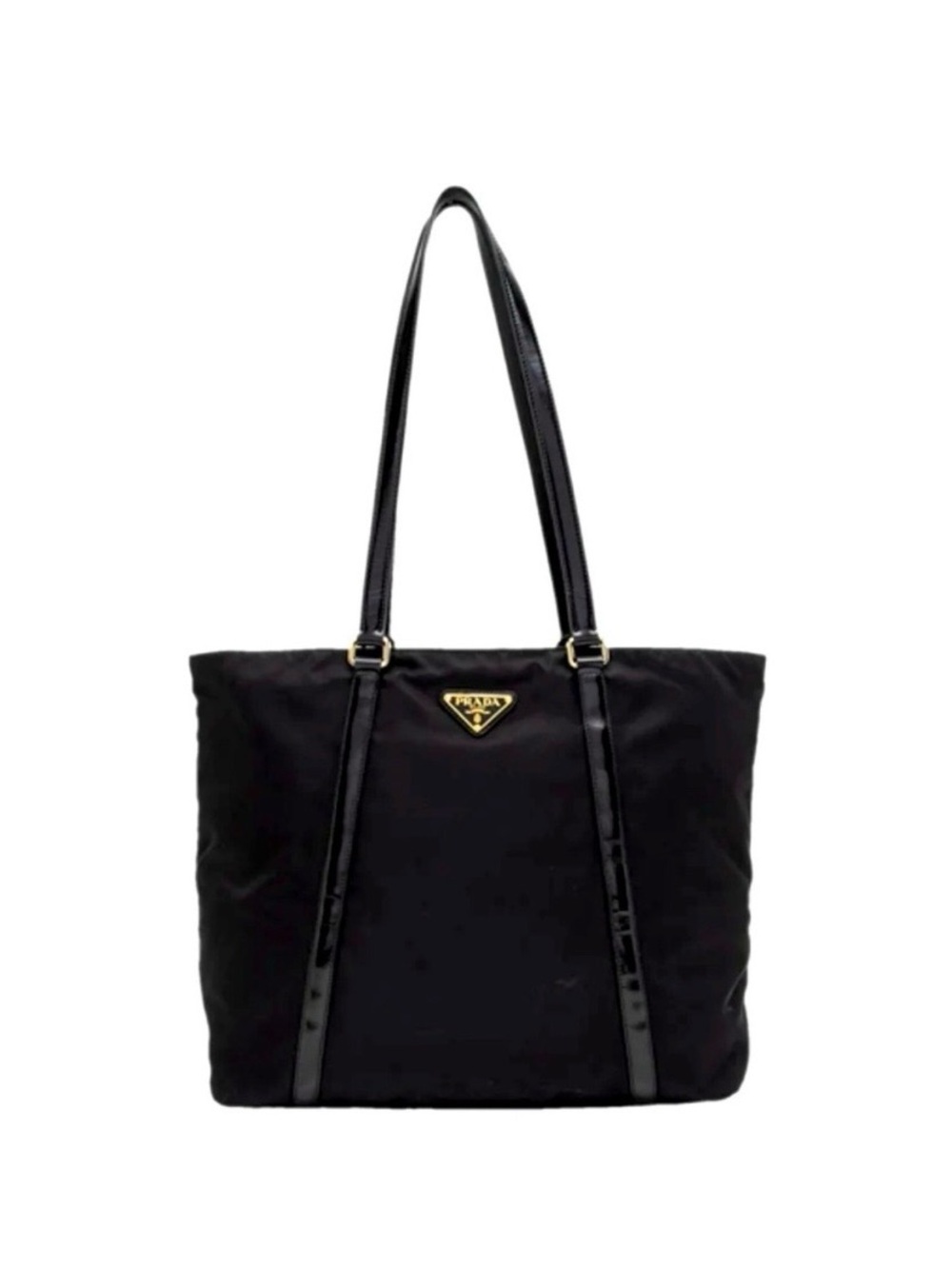 Prada Milano Tessuto Black Nylon Tote with Gold Prada Logo